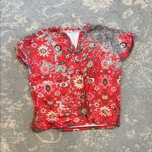 Floral Red women’s plus Shirt